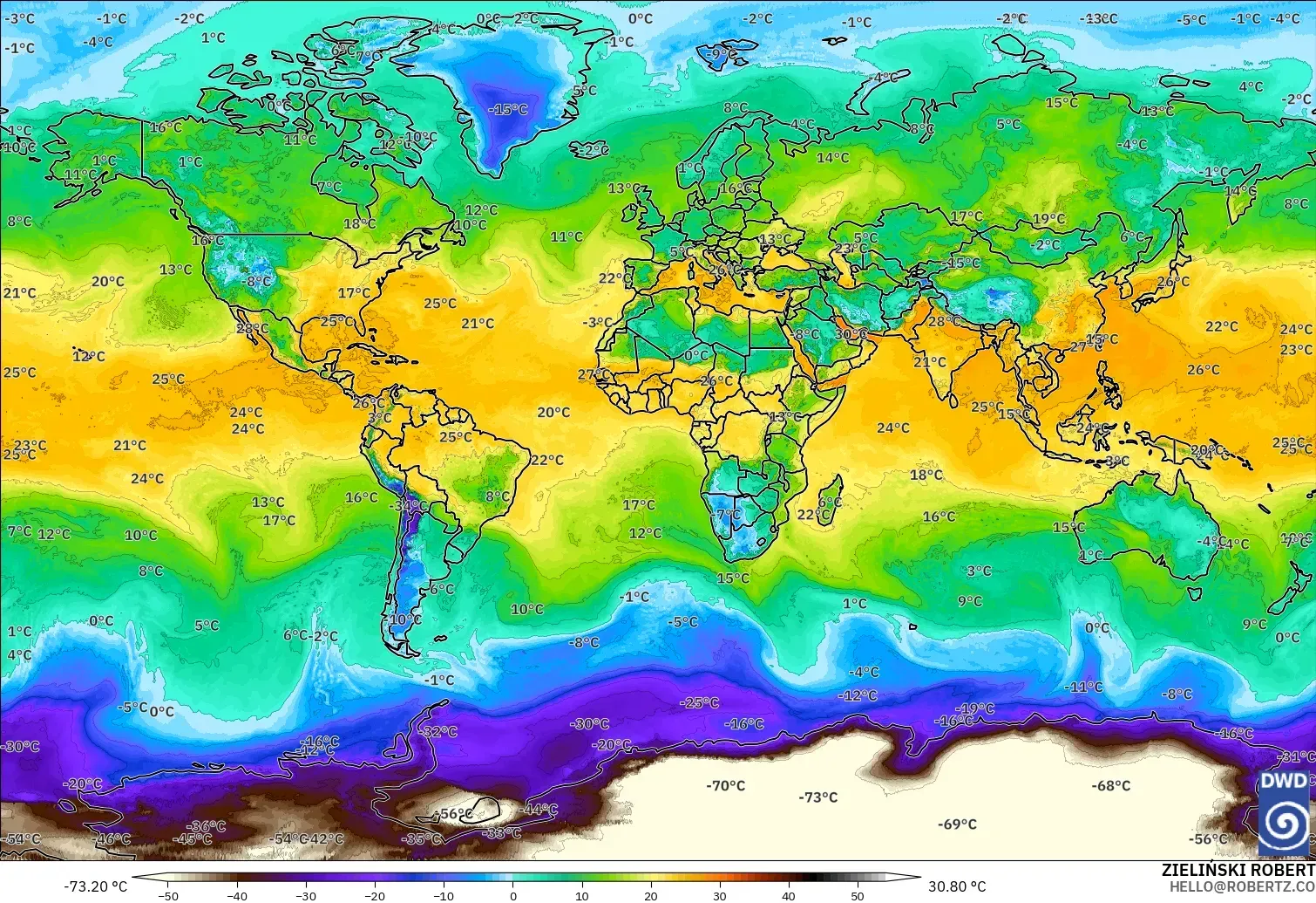 ICON modelo - Mundo, Punto de rocío a 2 m