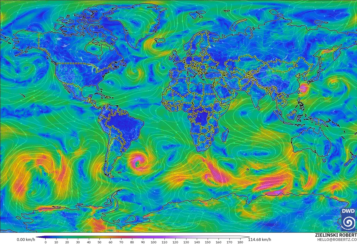 ICON modelo - Mundo, Viento a 10 m