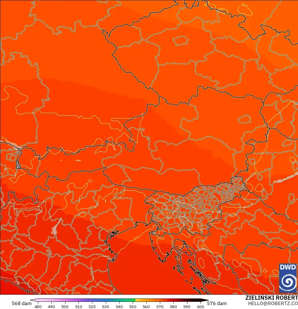 ICON modelo - Austria, Altura geopotencial a 500 hPa
