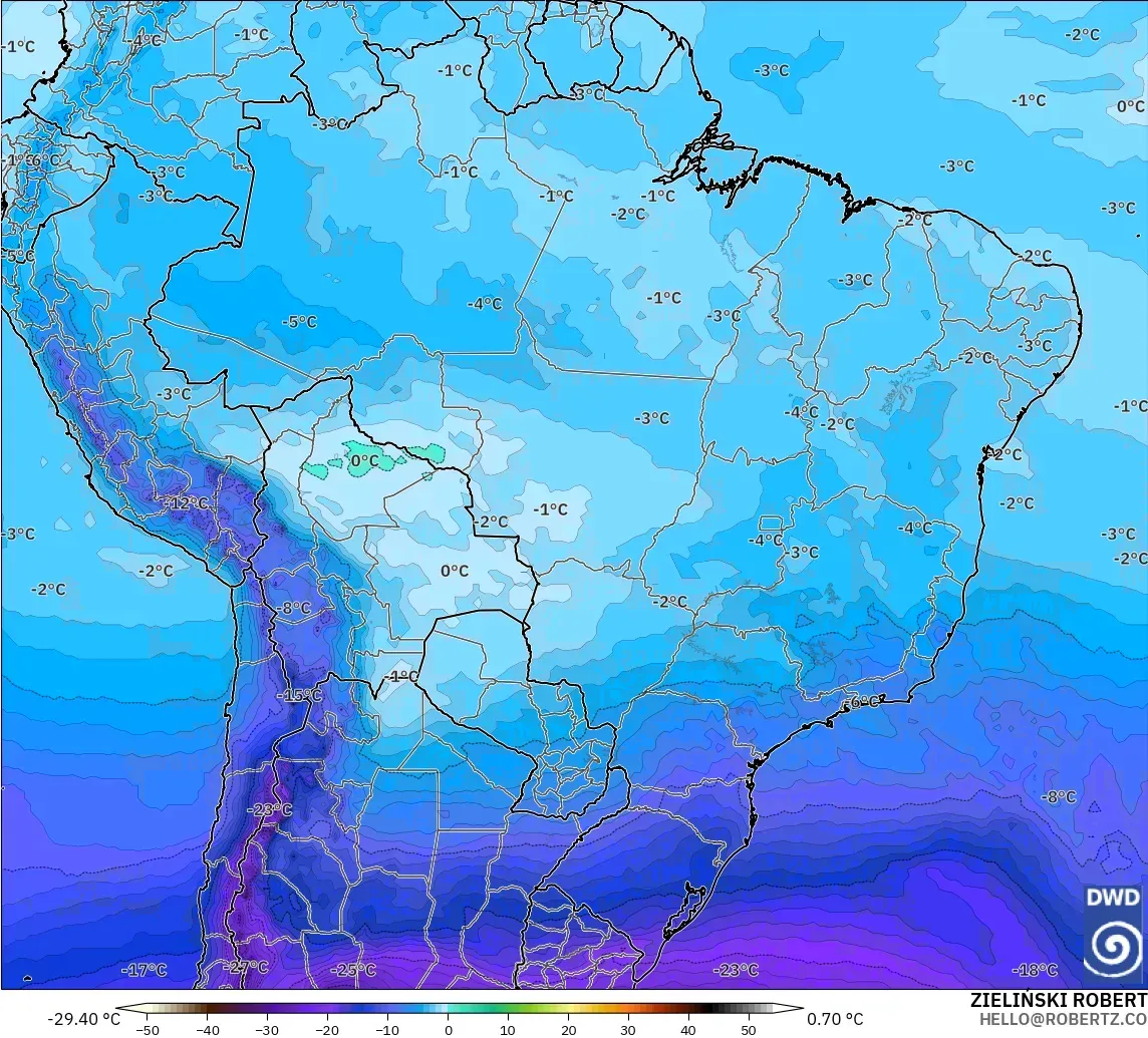 ICON modelo - Brasil, Temperatura a 500 hPa
