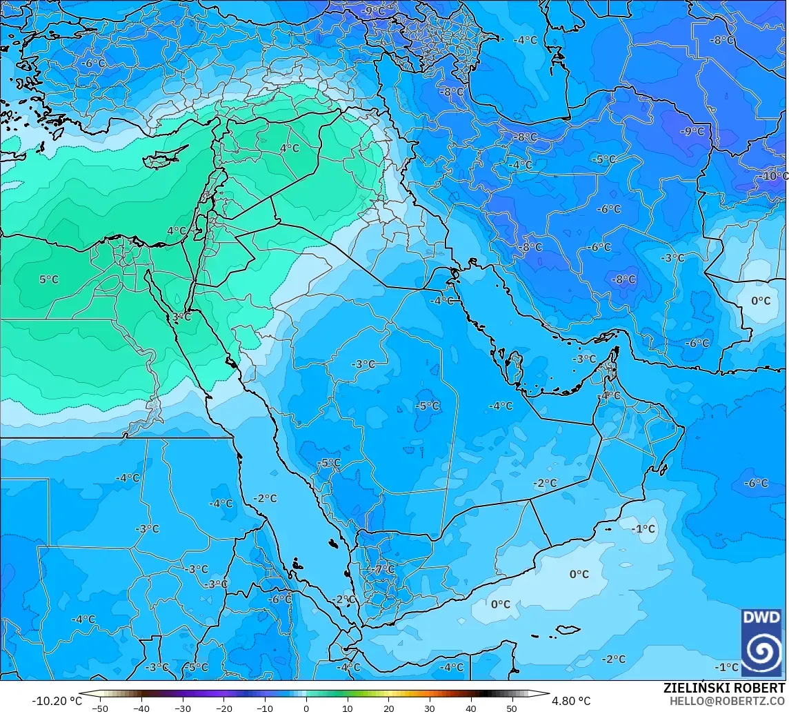 ICON modelo - Oriente Medio, Temperatura a 500 hPa