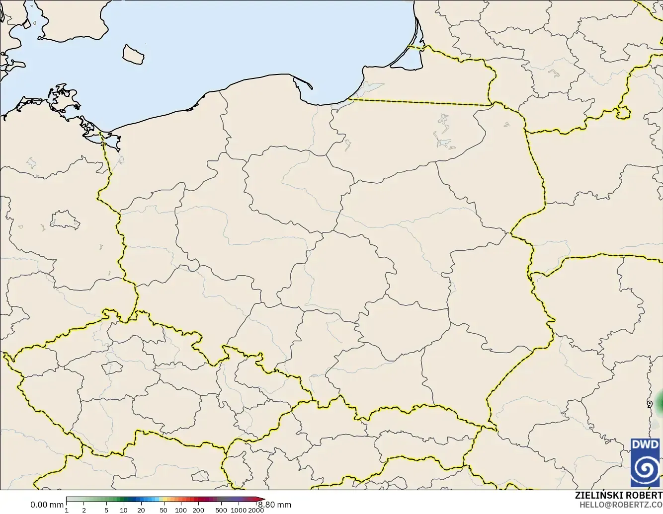 ICON modelo - Polonia, Acumulación de precipitación